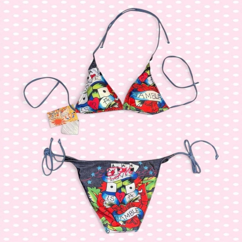 Deadstock Black Ed Hardy Bikini Set (S-M)